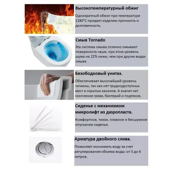 Унитаз Ceruttispa CT11133 BERNINA Tornado напольный безободковый