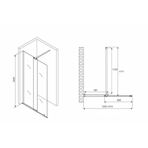 Душевая перегородка ABBER Komfort AG09120 хром