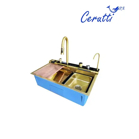 Многофункциональная мойка Ceruttispa GLORIA Pro nano gold (золото) из нержавеющей стали, кухонная