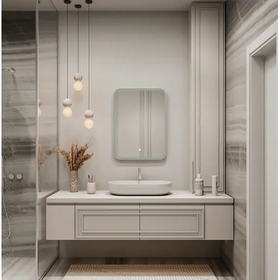 Зеркало ACWEN "Glamour Led" 80х90 часы