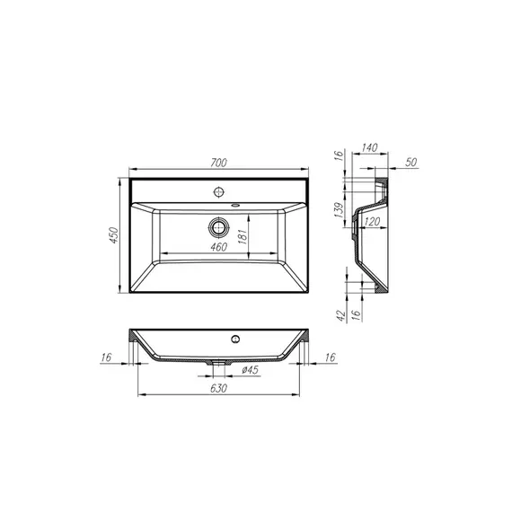 Раковина из литьевого мрамора BelBagno BB700/450-LV-MR-AST