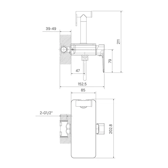 Гигиенический душ  IDDIS AXEBLSHi08 черный матовый