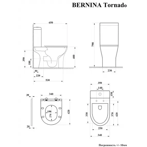 Унитаз Ceruttispa CT11133 BERNINA Tornado напольный безободковый