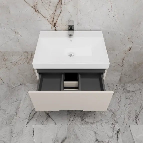 Тумба напольная Style line "Матис " с раковиной ASTI  (2 ящика), КРЕМ, ЭМАЛЬ