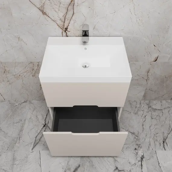 Тумба напольная Style line "Матис " с раковиной ASTI  (2 ящика), КРЕМ, ЭМАЛЬ