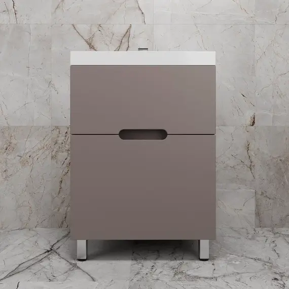 Тумба напольная Style line "Матис " с раковиной ASTI (2 ящика), ТАУП ТЁМНЫЙ, ЭМАЛЬ