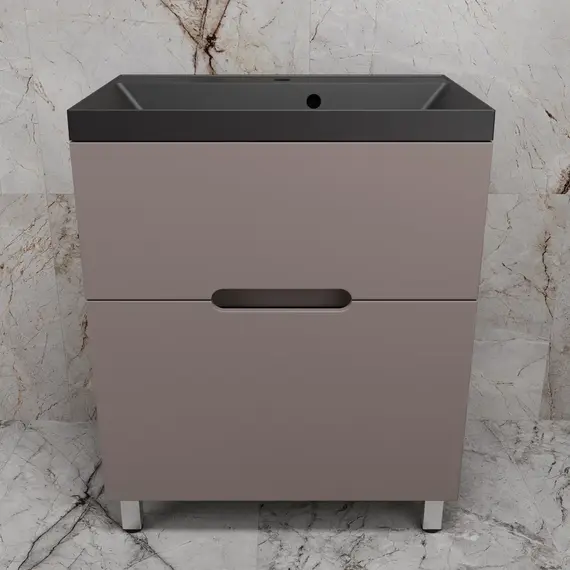 Тумба напольная Style line "Матис " с раковиной ASTI (2 ящика), ТАУП ТЁМНЫЙ, ЭМАЛЬ