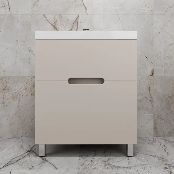 Тумба напольная Style line "Матис " с раковиной ASTI  (2 ящика), КРЕМ, ЭМАЛЬ
