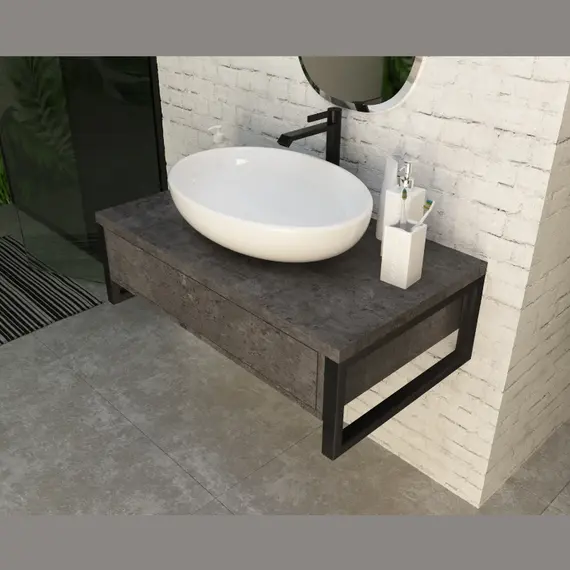 Тумба подвесная 1Marka GRUNGE LOFT бетон темный