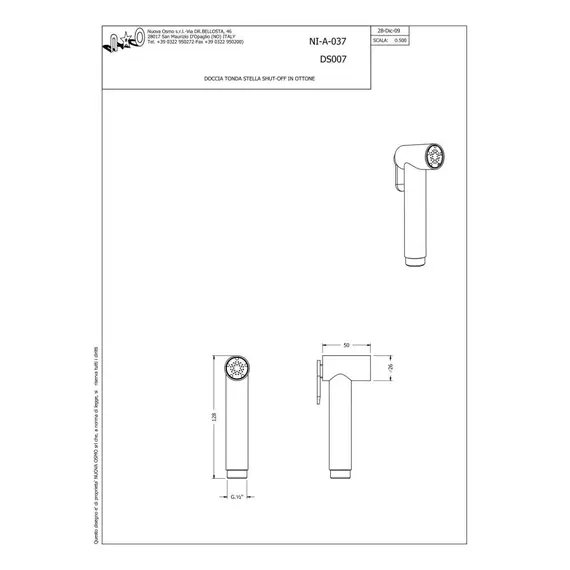 Гигиенический душ Graffio  с прогрессивным картриджем, цвет матовое золото