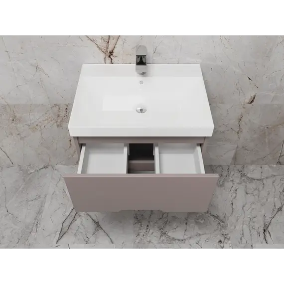 Тумба подвесная Style Line  "Матис", с раковиной Classic , (2 ящика), тауп темный, эмаль