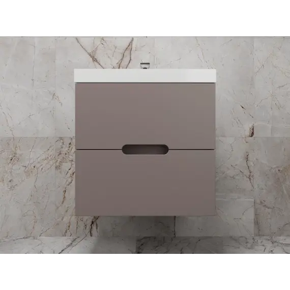 Тумба подвесная Style Line  "Матис", с раковиной Classic , (2 ящика), тауп темный, эмаль