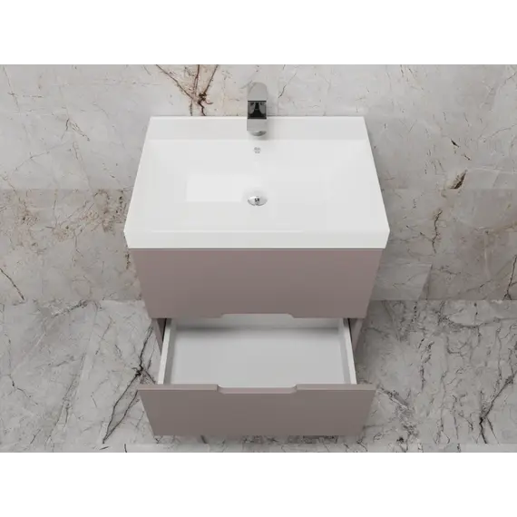 Тумба подвесная Style Line  "Матис", с раковиной Classic , (2 ящика), тауп темный, эмаль