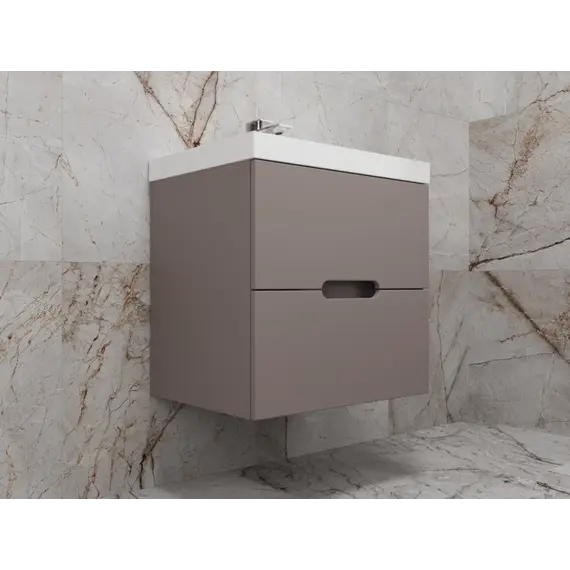 Тумба подвесная Style Line  "Матис", с раковиной Classic , (2 ящика), тауп темный, эмаль