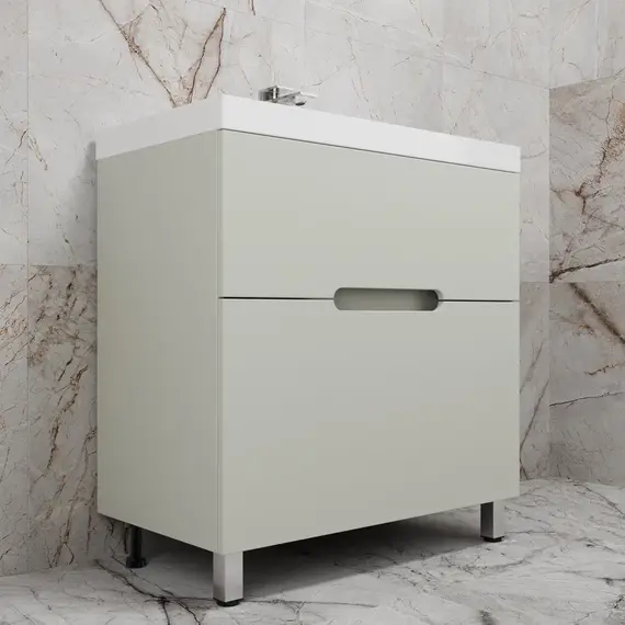 Тумба напольная Style line "Матис " с раковиной ASTI (2 ящика), ОЛИВА, ЭМАЛЬ