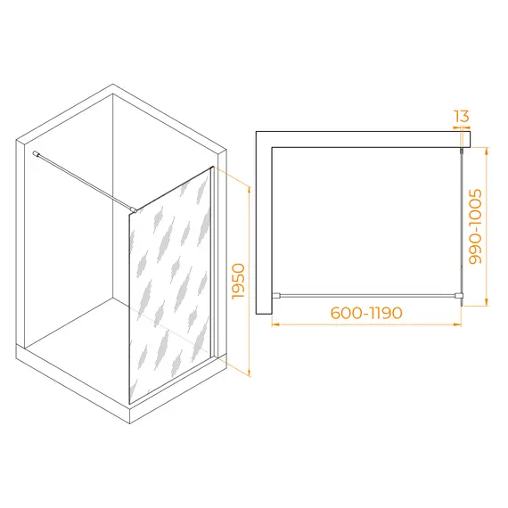 Перегородка для душа RGW WA-010 прозрачное/хром