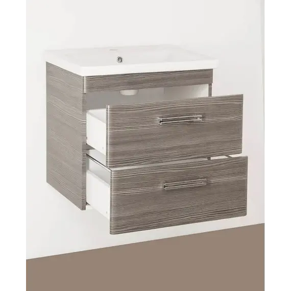 Тумба подвесная Style Line "Лотос 80" с раковиной Комо , Шелк зебрано, PLUS