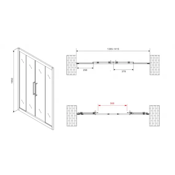 Душевая дверь ABBER Schwarzer Diamant прозрачное/черный 180