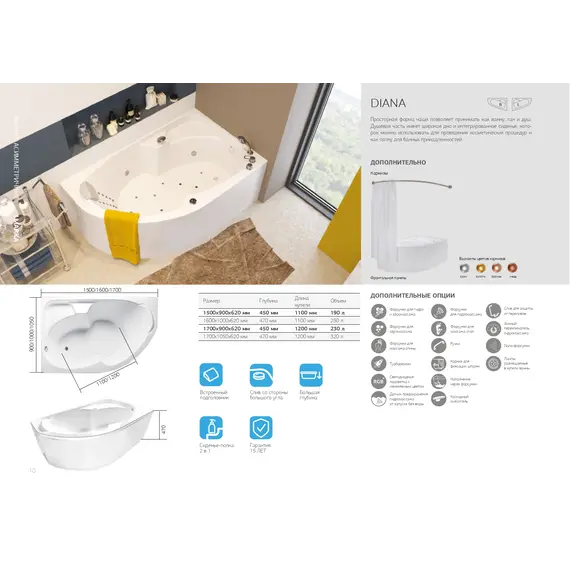 Ванна 1Marka DIANA 150х90 левая
