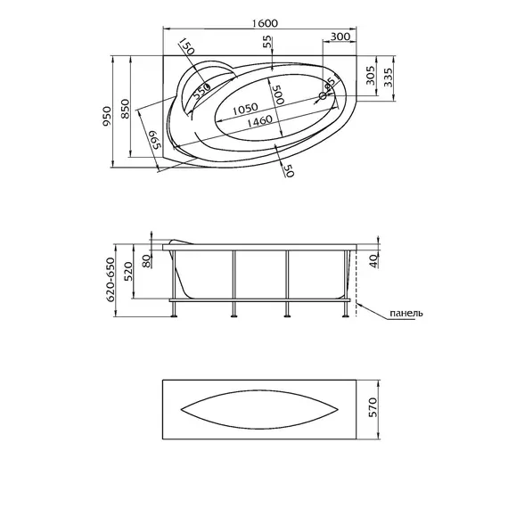 Ванна 1Marka JULIANNA  /R  170х100
