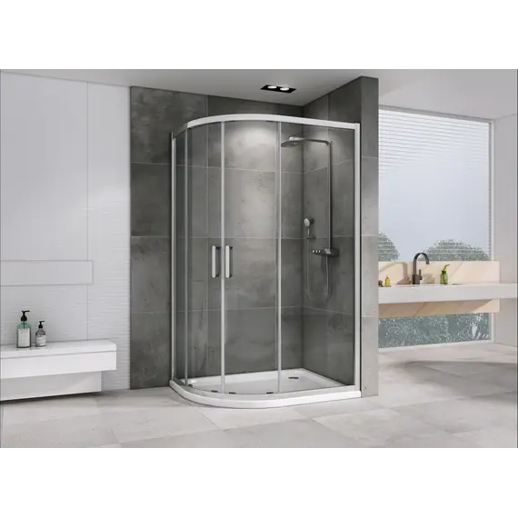 Душевой уголок ABBER Schwarzer Diamant асимметричный, прозрачное/хром 120х80