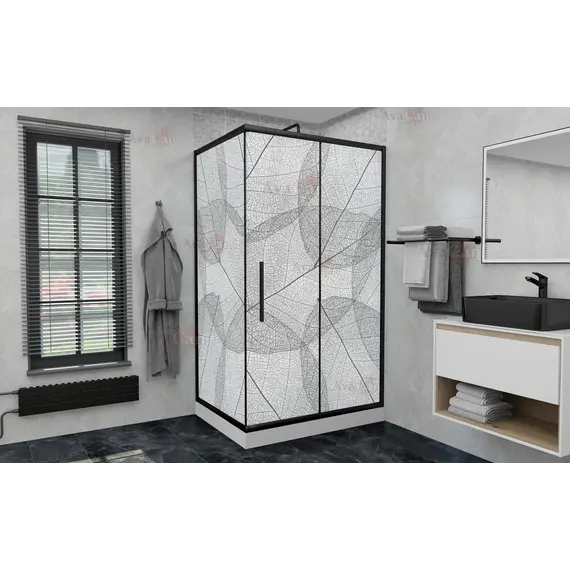 Душевой уголок AvaCan FB+SB матовое с рисунком/черный