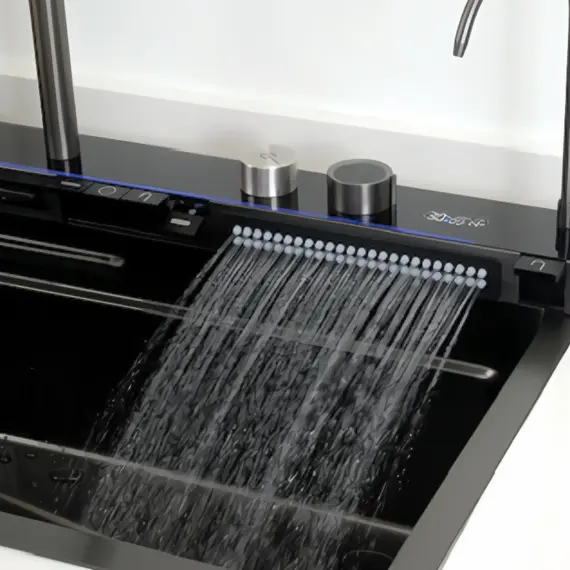 Многофункциональная мойка Ceruttispa GLORIA II nano black (серая) из нержавеющей стали, кухонная