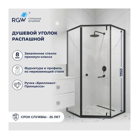 Душевой уголок RGW HO-088B прозрачное/черный
