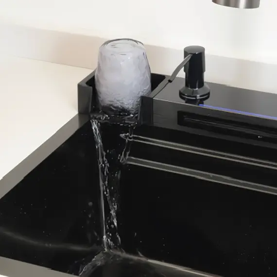 Многофункциональная мойка Ceruttispa GLORIA II nano black (серая) из нержавеющей стали, кухонная