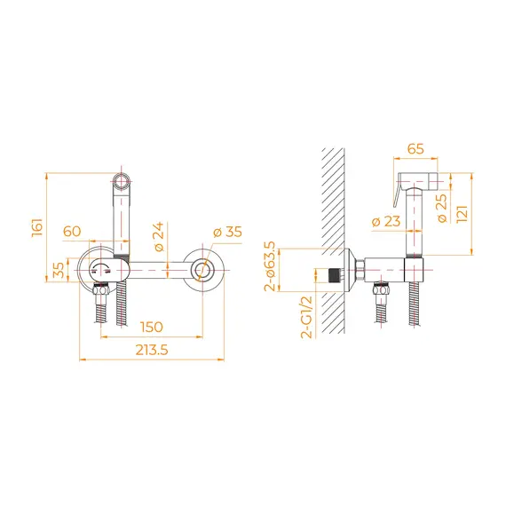 Гигиенический душ с поворотным управлением RGW SP-216