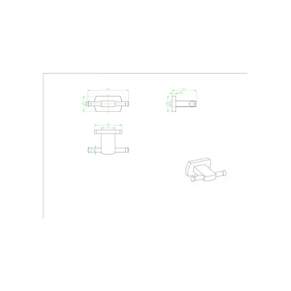 Крючок двойной Ceramalux AZZURO 95601