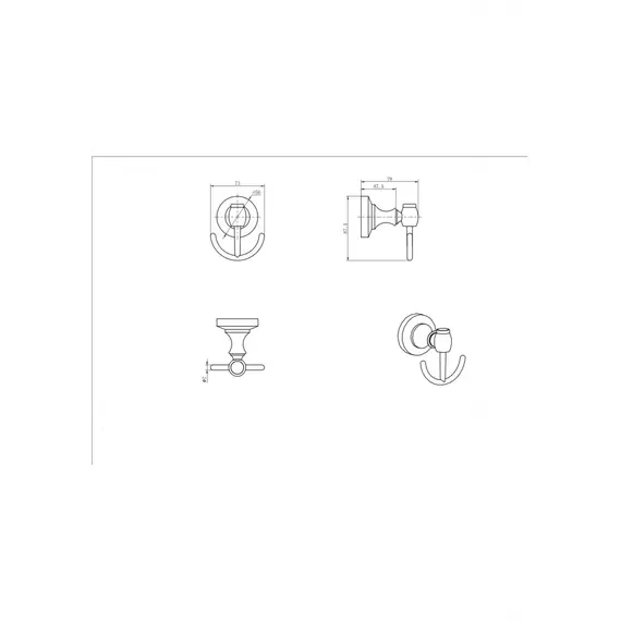 Крючок двойной Ceramalux BIANCO 52001