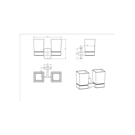 Стакан Двойной Подвесной Ceramalux CUBE 12603