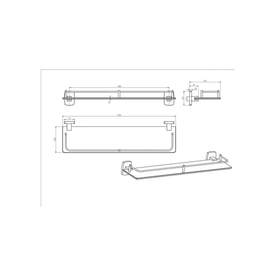 Полка Стеклянная Ceramalux CUBE 12611