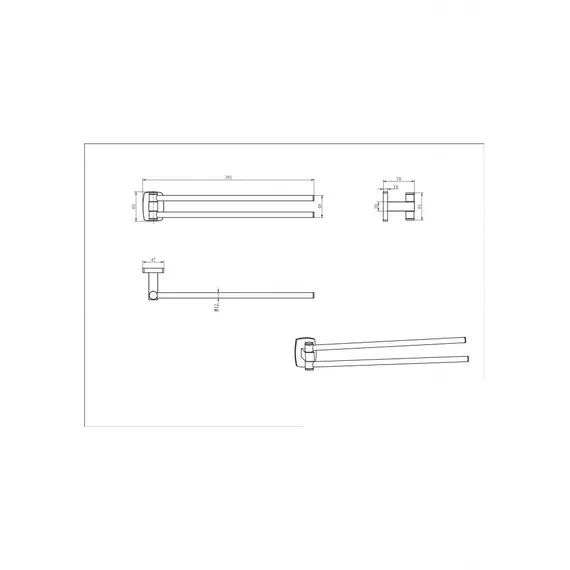 Держатель для полотенец двойной Ceramalux CUBE 12614