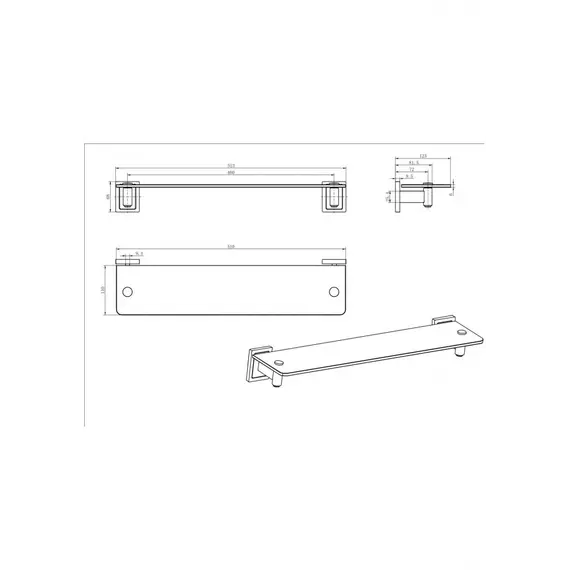 Полка Стеклянная Ceramalux GAMMA 12311