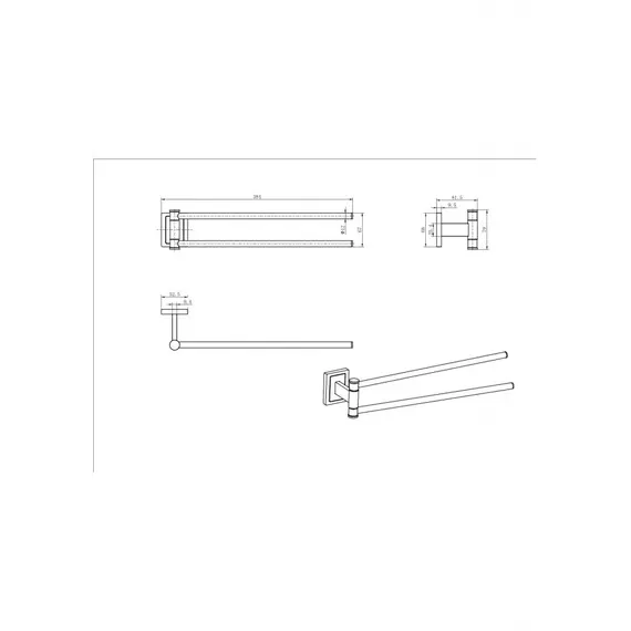 Полотенцедержатель двойной  Ceramalux GAMMA 12314