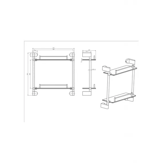 Полка стекло двойная Ceramalux CAPS 51015