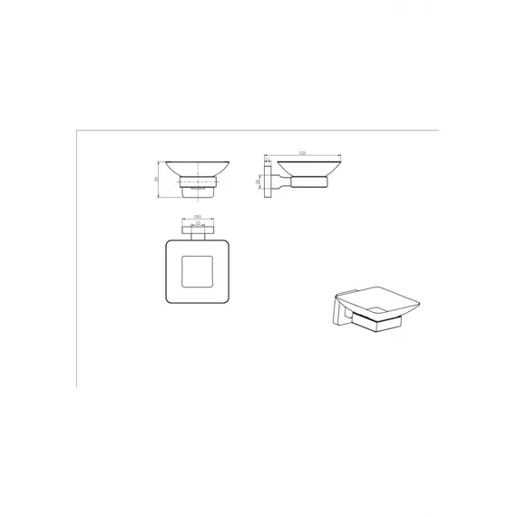 Мыльница стекло Ceramalux QUADRO 61904A