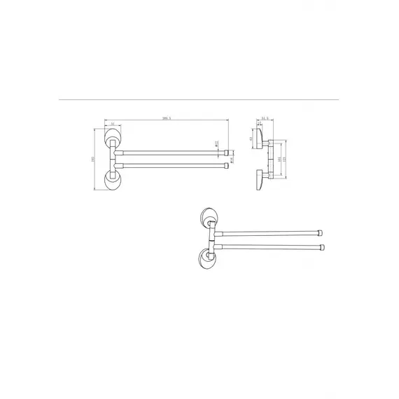 Полотенцедержатель поворотный Ceramalux VALENCIA 73214-2
