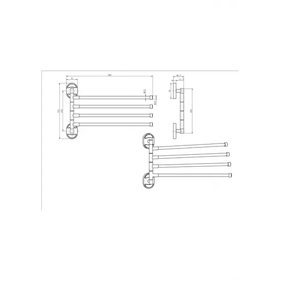 Полотенцедержатель поворотный Ceramalux VALENCIA 73214-4
