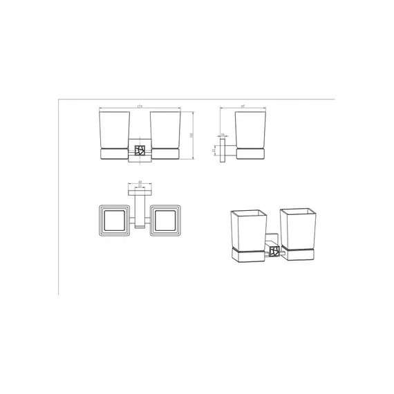 Стакан двойной подвесной Ceramalux VENEZIA 88603-1