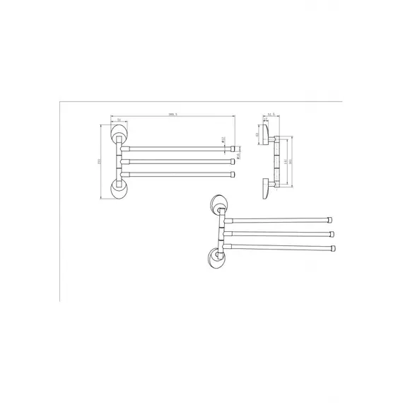 Полотенцедержатель поворотный Ceramalux VALENCIA 73214-3