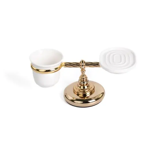 Stil Haus Giunone  настольные керамические мыльница + стакан   золото