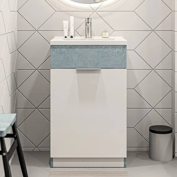 Тумба напольная с раковиной 1Marka Revo 50 см, бетон светло-серый