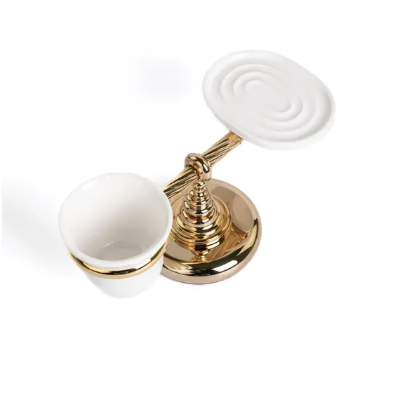 Stil Haus Giunone  настольные керамические мыльница + стакан   золото