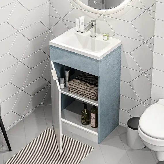 Тумба напольная с раковиной 1Marka Revo 50 см, бетон светло-серый