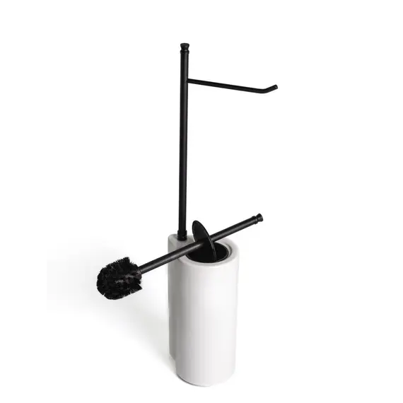Stil Haus Hashi  cтойка: бумагодержатель + ерш керамический   чёрный матовый - белая керамика