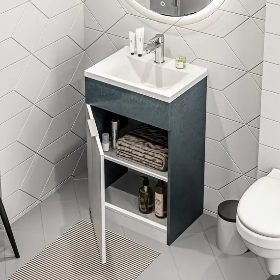 Тумба напольная с раковиной 1Marka Revo 50 см, бетон темно-серый