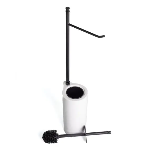 Stil Haus Hashi  cтойка: бумагодержатель + ерш керамический   чёрный матовый - белая керамика